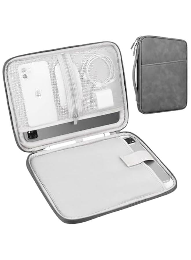 HOOKOR iPad Carrying Case, Padded Protective Travel Tablet Sleeve Bag for iPad Pro 11, iPad 10.9 (10th Gen), iPad Air (5/4th Gen), Galaxy Tab S9/S8 (Grey (PU), 12-13 Inch) - Image 1