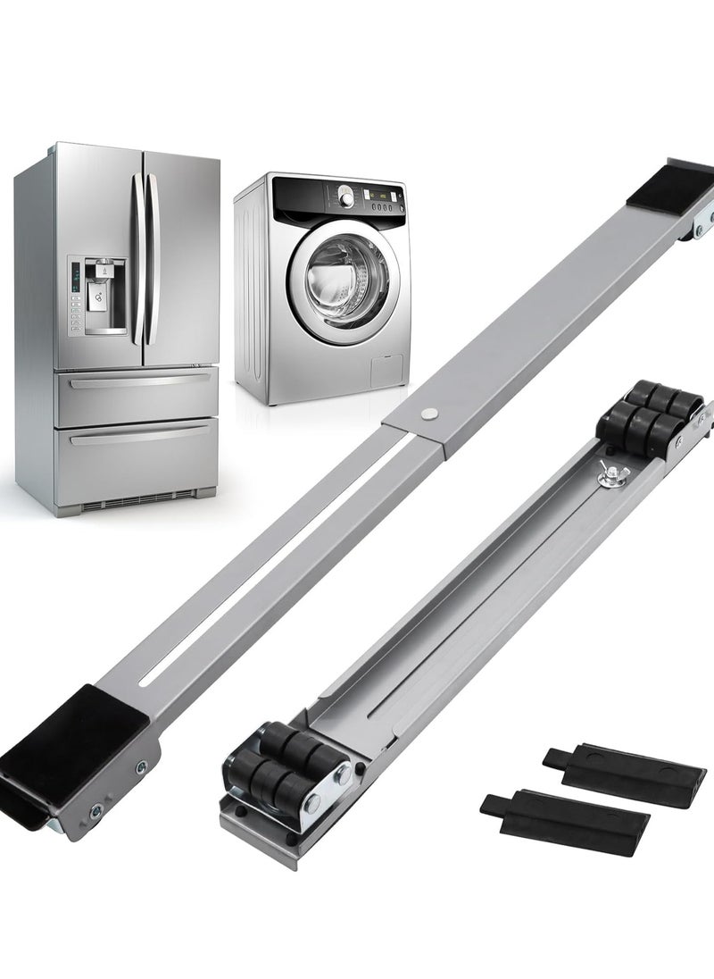 ELTRAZONE Universal Extendable Furniture Appliance Rollers with 24 Rollers & Brakes – Heavy-Duty Mover Tools for Washing Machines, Refrigerators, Dryers, Strong Base with Bearings, Grey  - Image 1