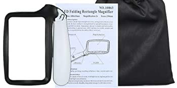 Gopendra Magnifying Glass with Light, Folding Handle, 5 Bright LED Magnifier, 3X Rectangular Handheld Reading Magnifying Glass (m.Glass square-3X) - Image 2