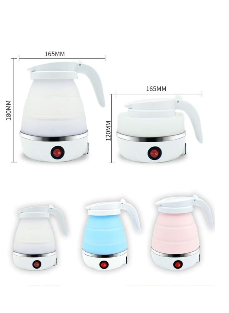 ELTRAZONE Travelling Folding Kettle 600ml Upgraded Food Grade Silicone Portable Kettle 5Mins Heater To Quickly Foldable Electric Kettle (White Handle-Fold Type) - Image 3
