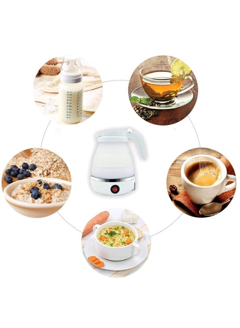ELTRAZONE Travelling Folding Kettle 600ml Upgraded Food Grade Silicone Portable Kettle 5Mins Heater To Quickly Foldable Electric Kettle (White Handle-Fold Type) - Image 5