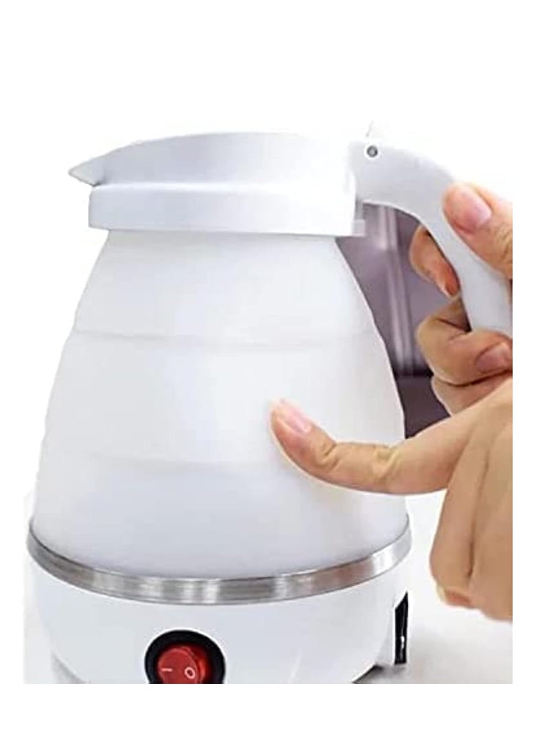 ELTRAZONE Travelling Folding Kettle 600ml Upgraded Food Grade Silicone Portable Kettle 5Mins Heater To Quickly Foldable Electric Kettle (White Handle-Fold Type) - Image 2