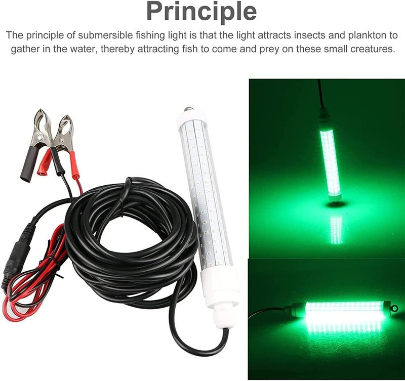 Linkstyle 120 LED Underwater Submersible Fishing Light with 6M Cord, 10.5W DC 12V 1000ML LED Fish Finder Light Attractants Lamp + Battery Clamps for Ice Fishing Boat, IP68 - Image 2