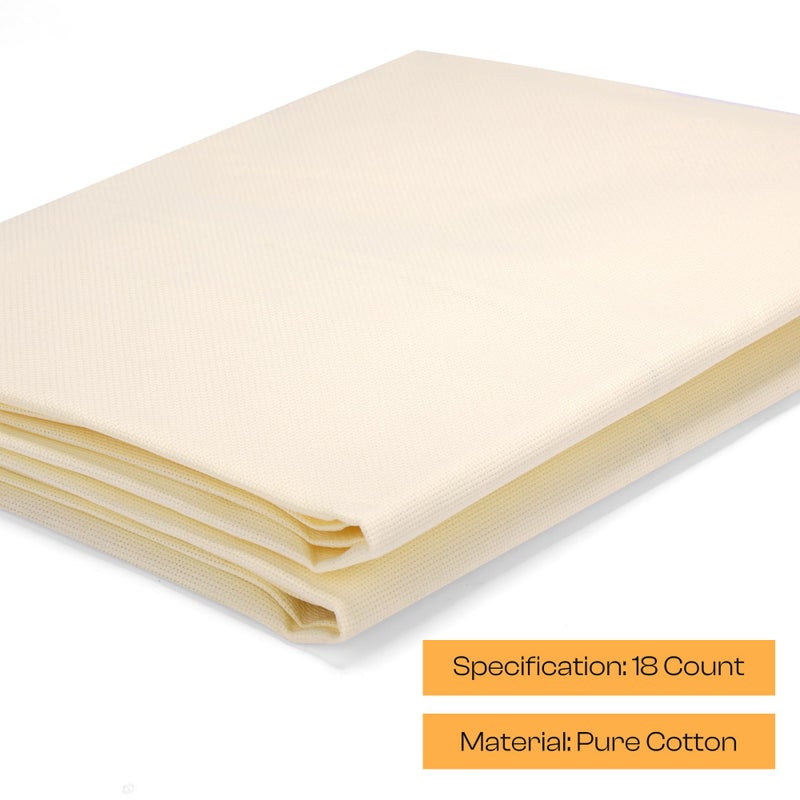 Caydo 59 x 39 Inch Beige Aida Cloth, 18 Count Classic Reserve Aida Cloth Large Size Cross Stitch Fabric for Needlework - Image 3