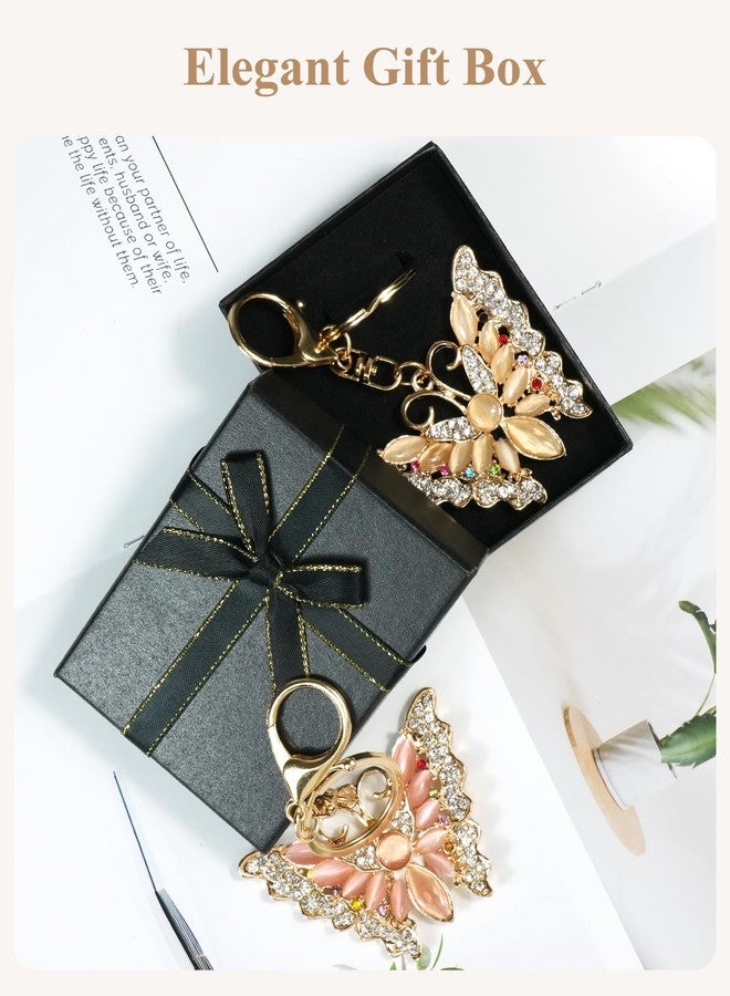 Fmeida Butterfly Keychain for Women - Crystal Rhinestone Bag Charm, Bling Keychain Accessory for Handbags/Purses/Backpacks Pink - Image 5