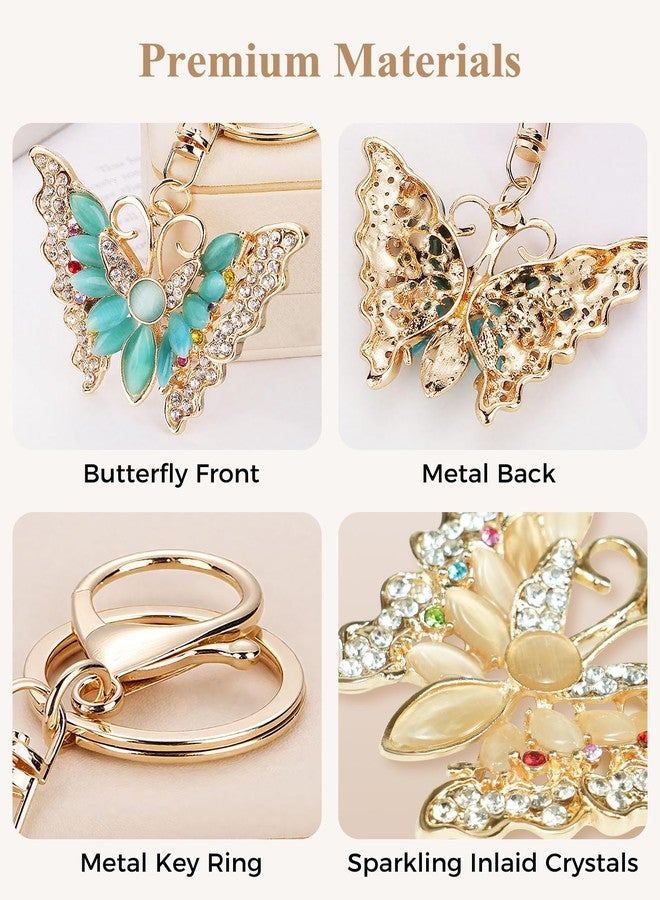 Fmeida Butterfly Keychain for Women - Crystal Rhinestone Bag Charm, Bling Keychain Accessory for Handbags/Purses/Backpacks Pink - Image 4