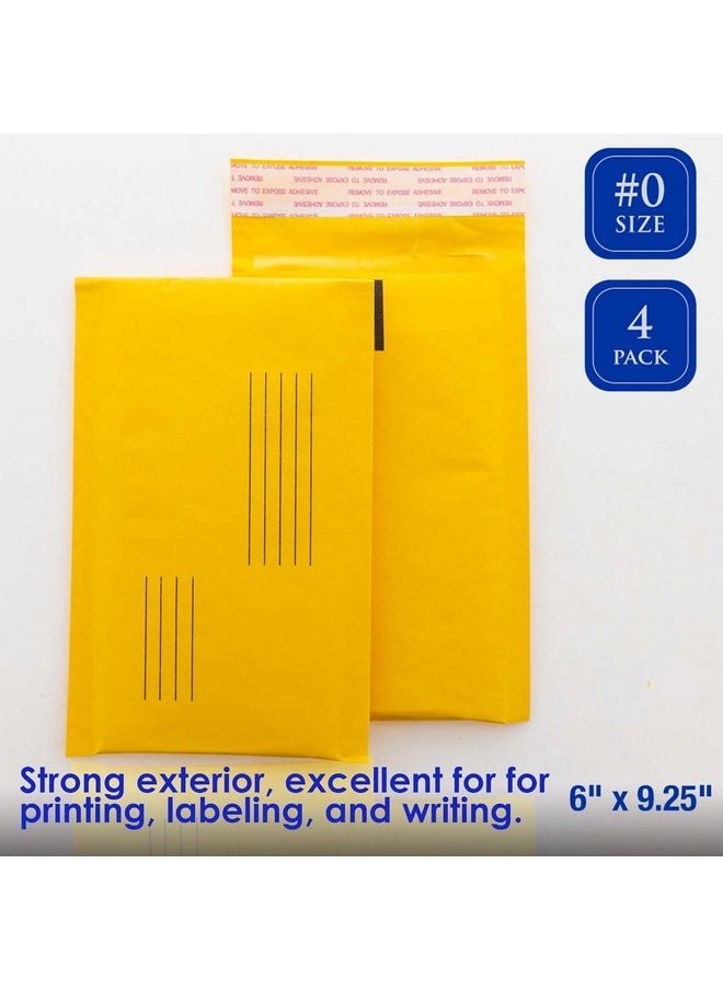 THE UM24 Kraft Bubble Mailers #0 Size 6"Wx9.25"L Self Seal Closure, Padded Cushion Envelope, Yellow Brown Mailing Shipping Envelopes Paper Bag 4PC  - Image 4