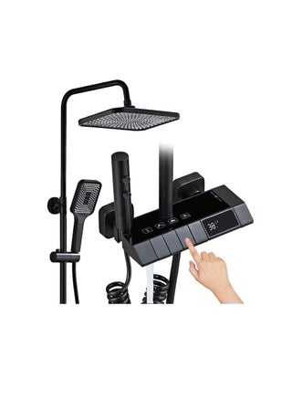 Black Shower System with LED Digital Display Shower Faucet Set Wall Mount Rain Mixer Shower Combo Set 4 Way Shower Fixture with 12" Rain Shower Head, 3 Mode Handheld Shower, Bidet Shower - pzsku/Z4A2A4ED7FD39D7650409Z/45/_/1717225267/33e5d80d-405e-48ce-b449-d5f2b7cfb967