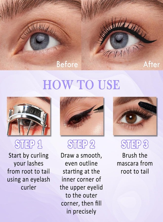 LYSdefeu Brown Mascara Liquid Eyeliner Set,5D Waterproof Fiber Colored Mascara Volume and Length,Longlasting Smudgeproof Color Eye Liner Pen,Cosplay Party Stage Use,Mother's Day Makeup Gift for Women Girl-02 - Image 5