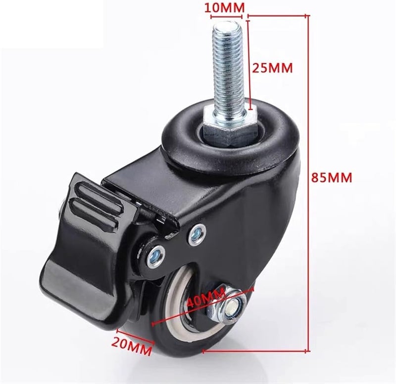 Heavy Duty Swivel Castor Wheels 50kg Capacity 1.5 Inch M10 Screw with Brake - Image 3