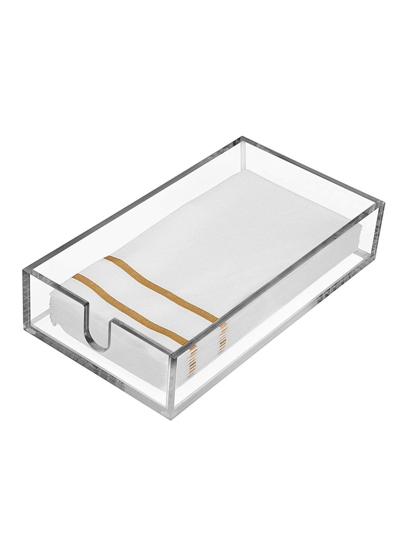 TPGP Acrylic Guest Towel Napkin Holder - Clear Modern Design - Acrylic Paper Towel Holder for Bathroom, Kitchen, Acrylic Tray Perfect for Disposable Paper Hand Towels & Bathroom Accessories. - Image 1