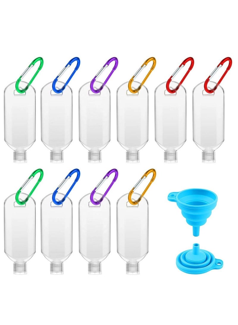 Y&D 50ml Travel Bottles 10PCS Empty Plastic Bottles with Flip Cap Leakproof Refillable for Liquid Small Size Containers Portable 10 Hook Clip/1 Collapsible Funnel - Image 1