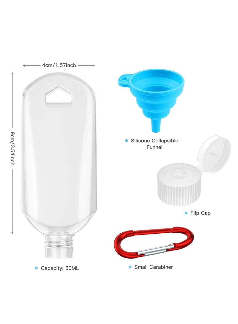 Y&D 50ml Travel Bottles 10PCS Empty Plastic Bottles with Flip Cap Leakproof Refillable for Liquid Small Size Containers Portable 10 Hook Clip/1 Collapsible Funnel - Image 2