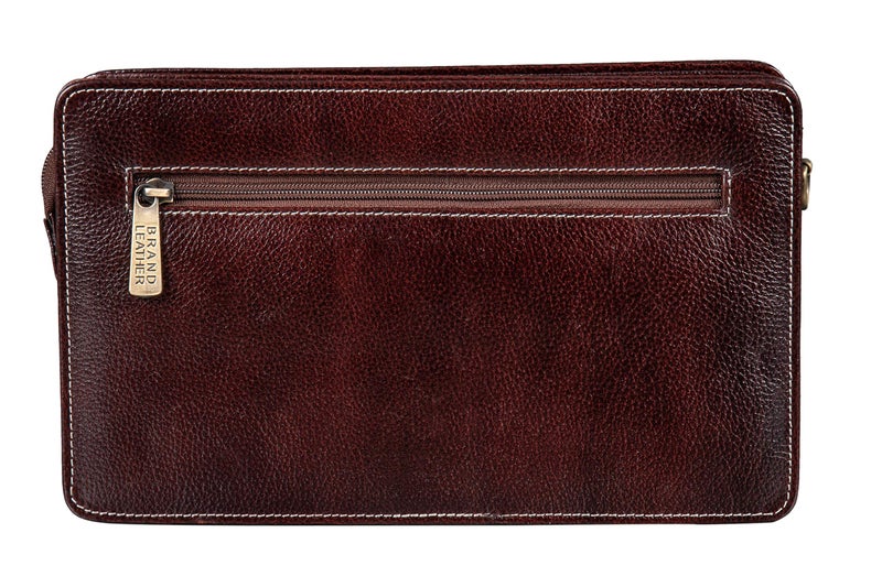 BRAND LEATHER Genuine Leather Toiletry Bag Cash Pouch/Money Carrying Pouch/Handbags/Multipurpose Travel Pouch for Men (Brown) - Image 2