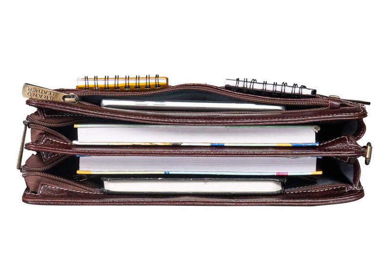BRAND LEATHER Genuine Leather Toiletry Bag Cash Pouch/Money Carrying Pouch/Handbags/Multipurpose Travel Pouch for Men (Brown) - Image 5