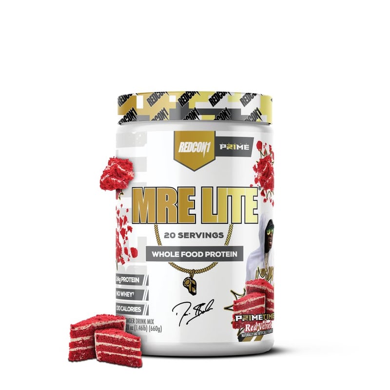 REDCON1 Whole Food Animal Protein Powder - Coach Prime MRE Lite Protein Powder - Low Carb with No Whey - 24g Protein - Prime Time Red Velvet (20 Servings) - Image 1