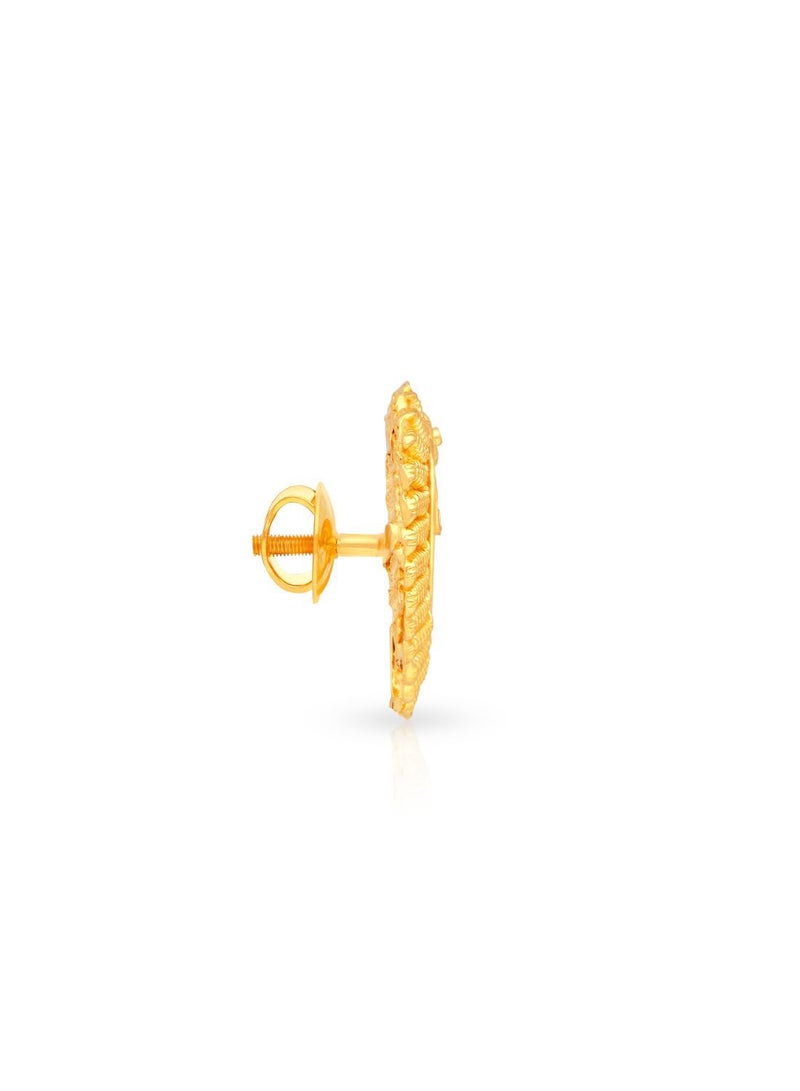 Malabar Gold and Diamonds قرط أذن من الذهب الأصفر عيار 22 قيراط 916 EG1394758Y للنساء  - Image 2
