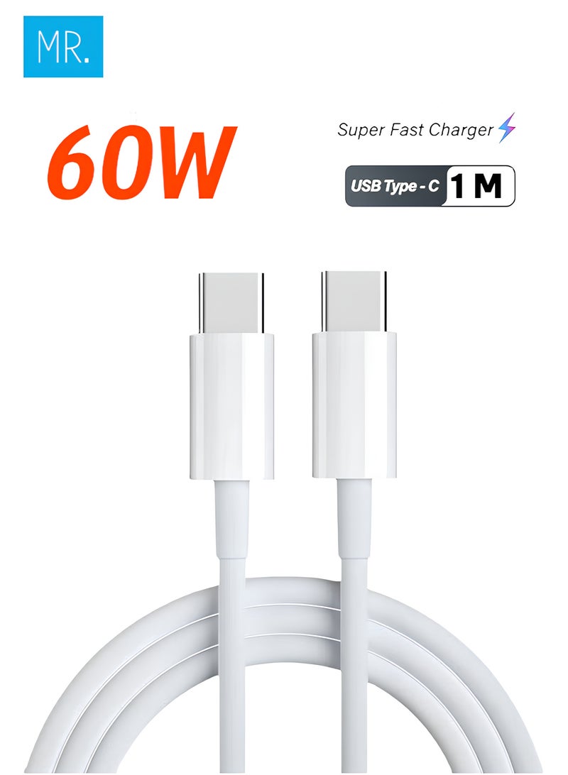 MR. USB-C to USB-C Charging Cable 60W – 1 Meter Fast Charger Cord for iPhone 15, MacBook Pro, iPad Pro, Samsung, Pixel, Switch & More USB-C Devices - Image 1