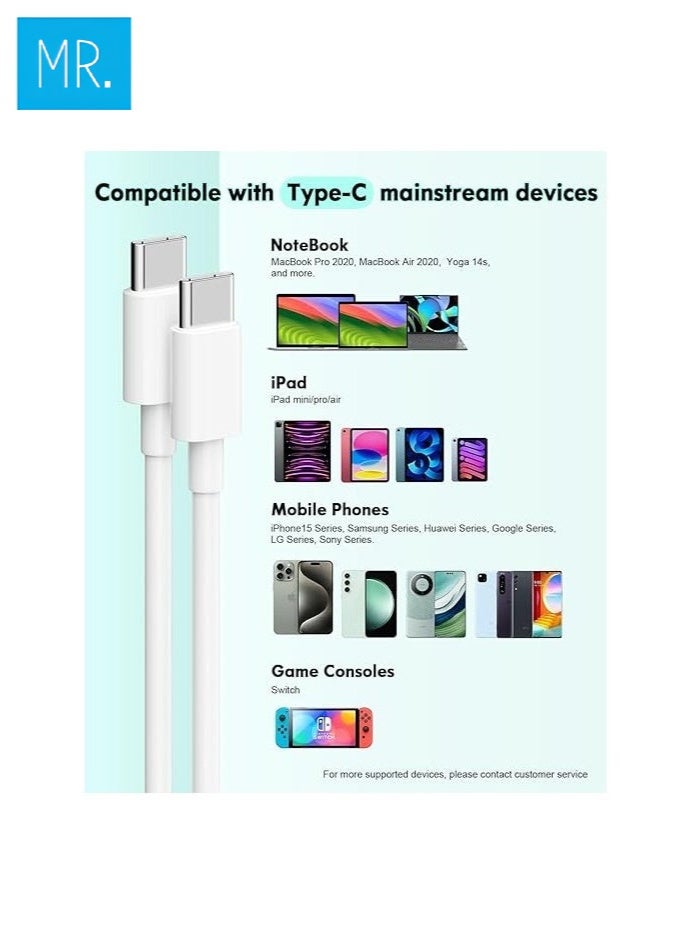 MR. USB-C to USB-C Charging Cable 60W – 1 Meter Fast Charger Cord for iPhone 15, MacBook Pro, iPad Pro, Samsung, Pixel, Switch & More USB-C Devices - Image 4