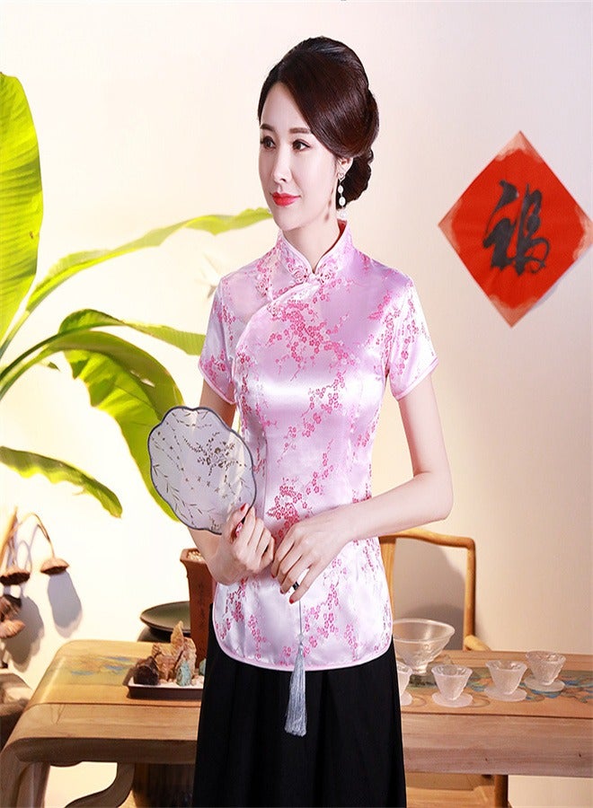 Loquat Weaving Brocade Plum Blossom Daily Women's Clothing Pink  - Image 2