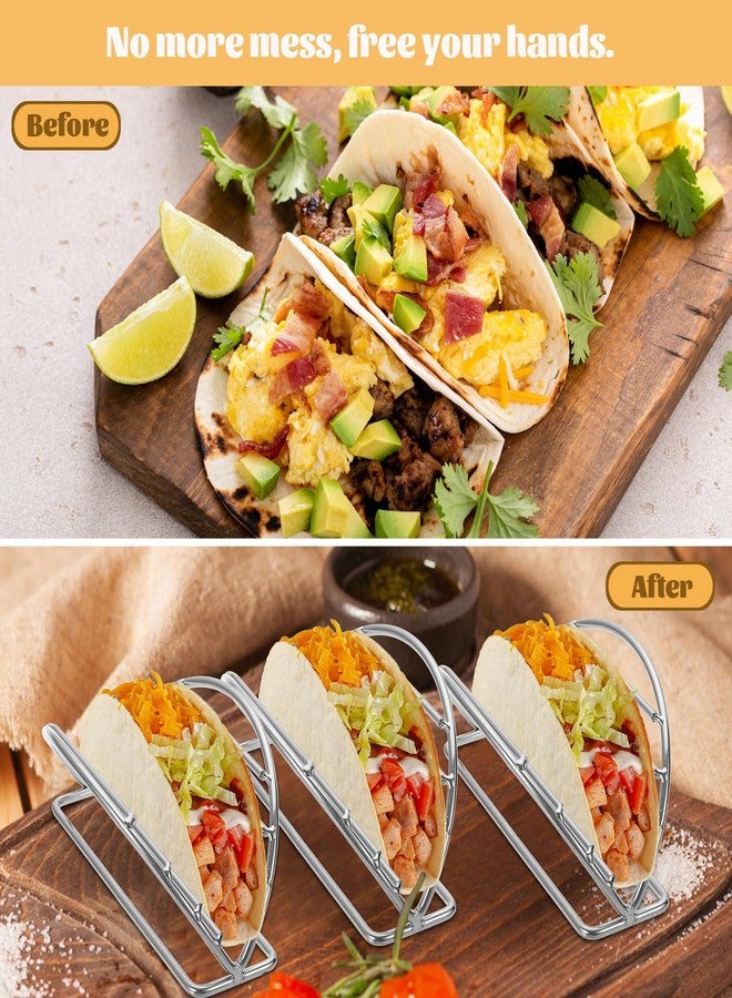 BSTKEY Taco Holders Set of 5, Stainless Steel Taco Stand, Soft or Hard Shell Taco Rack for Taco Bar, Burritos and Tortillas Holder for Kitchen Restaurant - Image 5
