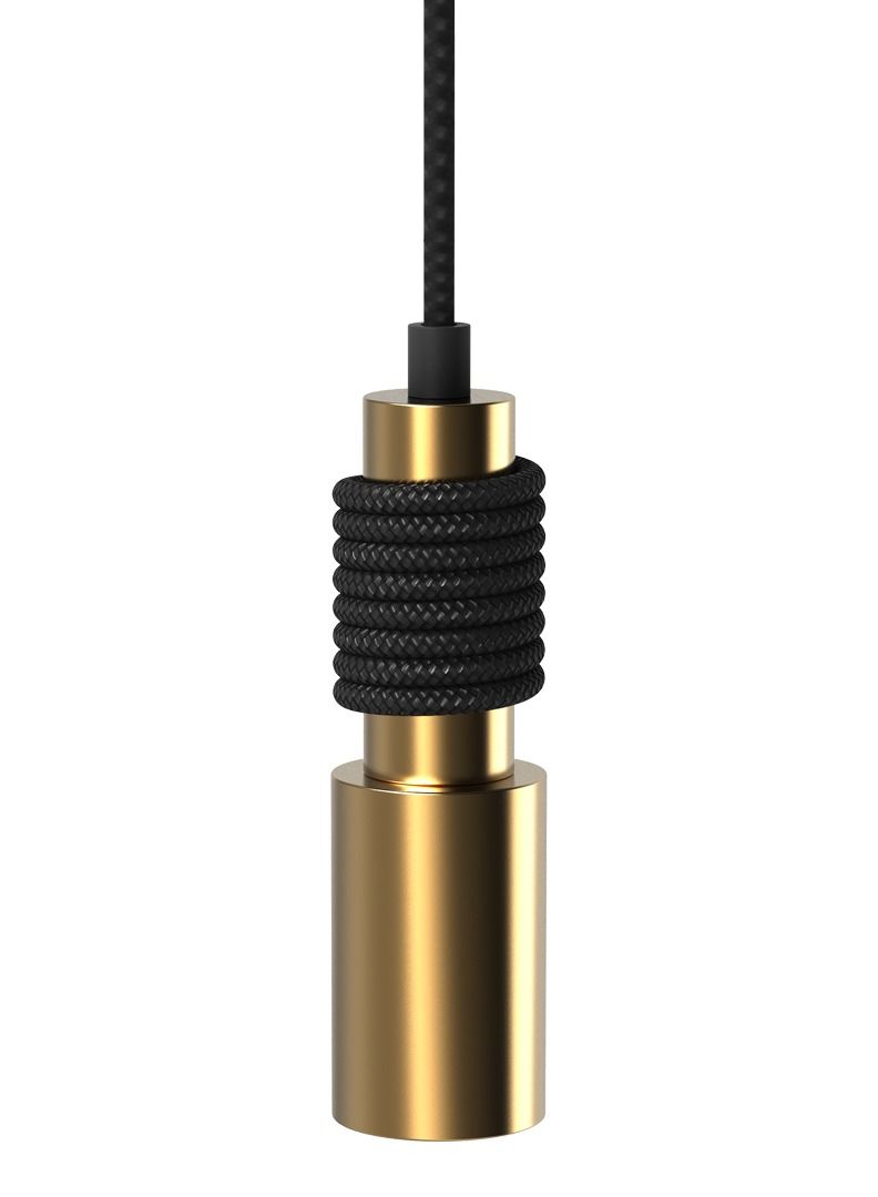 Suspension Light, Pendant Light, Suspension Brass Light, Spiral Cord Suspension Brass Light , E 27 Socket, Black Nylon Cable 120 CM Length - Image 1