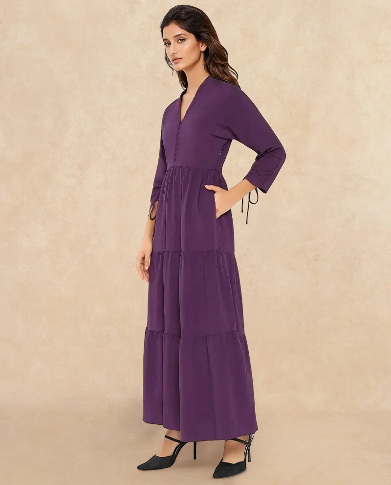 Rareism Women's Kimono Sleeve Tiered Dress