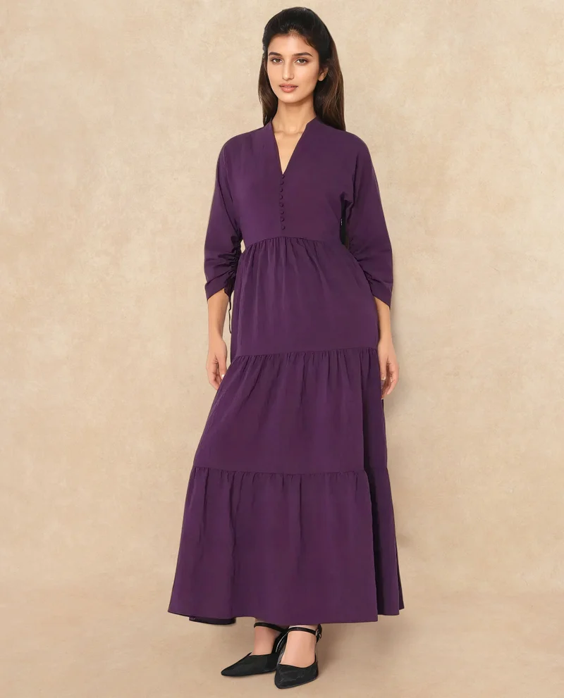 Rareism Women's Kimono Sleeve Tiered Dress