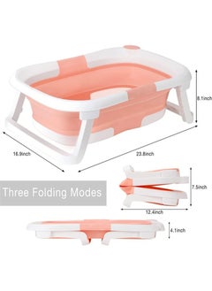 ULHYC Baby Portable Foldable Bathtub With Soft Cushion Water Plug And Anti Slip Support Legs -Pink  - Image 3