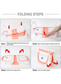 ULHYC Baby Portable Foldable Bathtub With Soft Cushion Water Plug And Anti Slip Support Legs -Pink  - Image 4