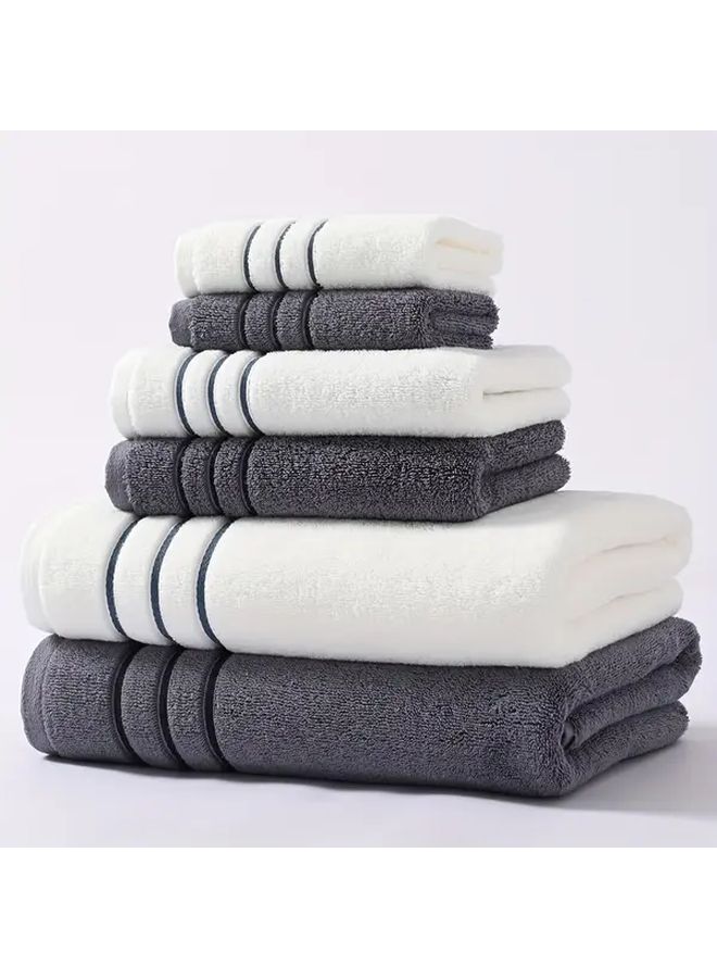 Black And White Mixed Color Cotton Bath Towel Set With 2 Bath Towels 2 Hand Towels And 4 Face Towels Bathroom Supplies Soft Fluffy Wash Cloths - Image 1