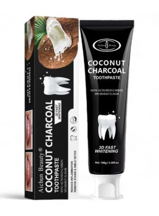 Aichun beauty Coconut Charcoal Toothpaste 3D Fast Whitening 100g Natural Teeth Whitening Deep Cleaning Fresh Breath - Image 1