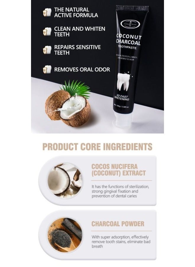 Aichun beauty Coconut Charcoal Toothpaste 3D Fast Whitening 100g Natural Teeth Whitening Deep Cleaning Fresh Breath - Image 2