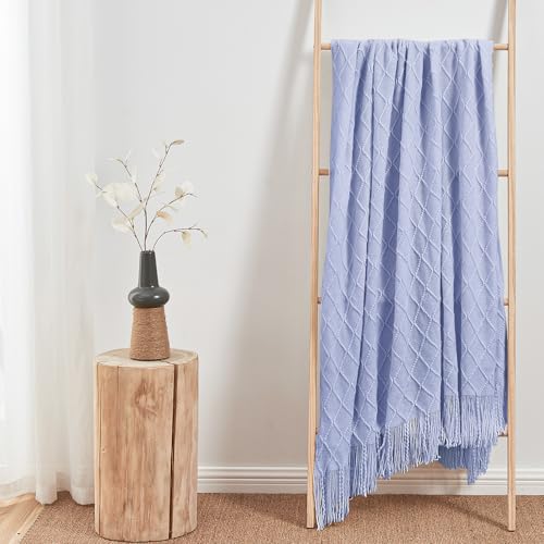 inhand Knitted Throw Blanket for Couch and Bed, Soft Living Room Home Decor Knitted Blanket with Tassel, Outdoor Lightweight Breathable Summer Blanket, Farmhouse Warm Woven Decorative, 50"x60" - Image 4