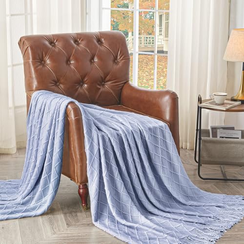 inhand Knitted Throw Blanket for Couch and Bed, Soft Living Room Home Decor Knitted Blanket with Tassel, Outdoor Lightweight Breathable Summer Blanket, Farmhouse Warm Woven Decorative, 50"x60" - Image 3