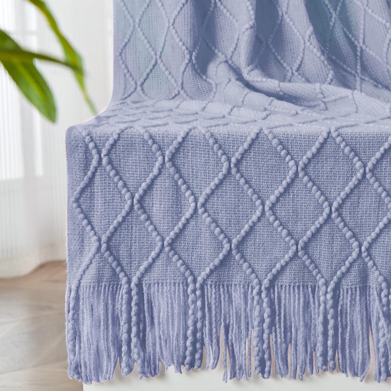 inhand Knitted Throw Blanket for Couch and Bed, Soft Living Room Home Decor Knitted Blanket with Tassel, Outdoor Lightweight Breathable Summer Blanket, Farmhouse Warm Woven Decorative, 50"x60" - Image 5