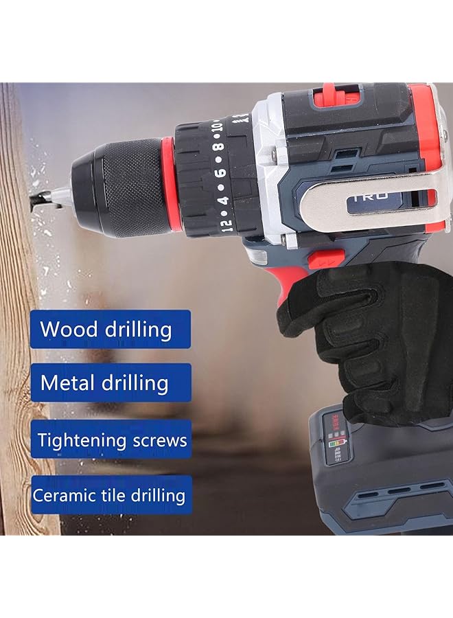erorex Brushless Electric Drill 21V Lithium Battery Cordless Impact Driver Kit Cordless Drill Kit Multifunctional Impact Driver Bare Tool Electric Screwdriver For Wood Metal Tile Drill - Image 4