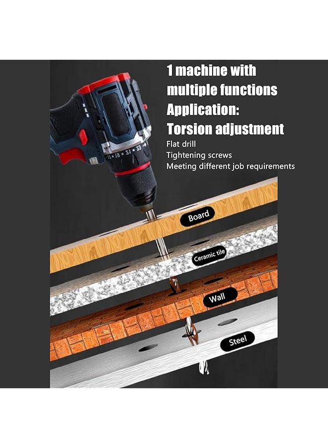 erorex Brushless Electric Drill 21V Lithium Battery Cordless Impact Driver Kit Cordless Drill Kit Multifunctional Impact Driver Bare Tool Electric Screwdriver For Wood Metal Tile Drill - Image 5