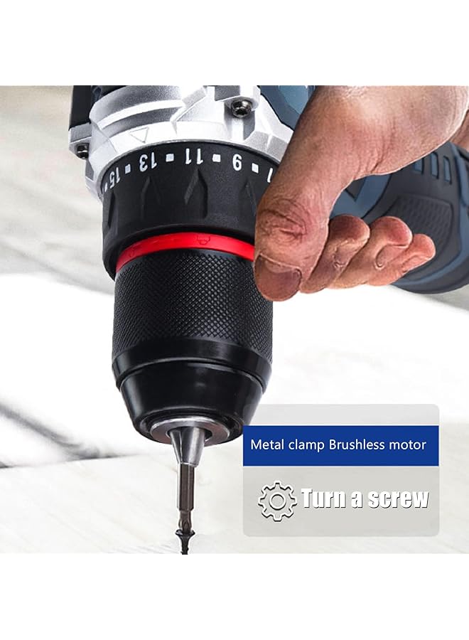 erorex Brushless Electric Drill 21V Lithium Battery Cordless Impact Driver Kit Cordless Drill Kit Multifunctional Impact Driver Bare Tool Electric Screwdriver For Wood Metal Tile Drill - Image 3