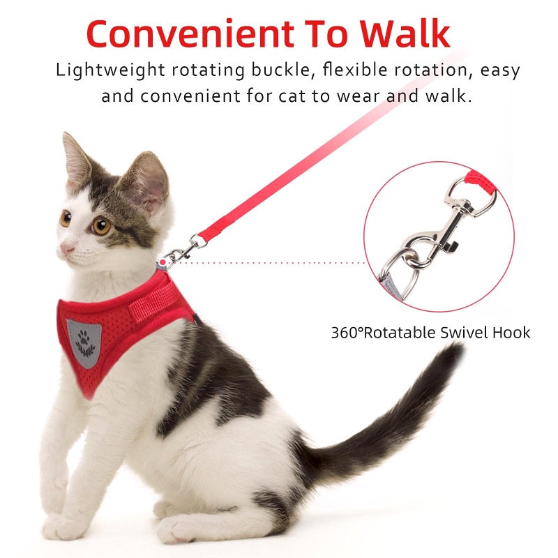 NCMAMA Cat & Dog Vest Harness - All Weather Mesh, Reflective Strap, Step-in Adjustable for Small Cats & Dogs (Red, XS) - Image 3