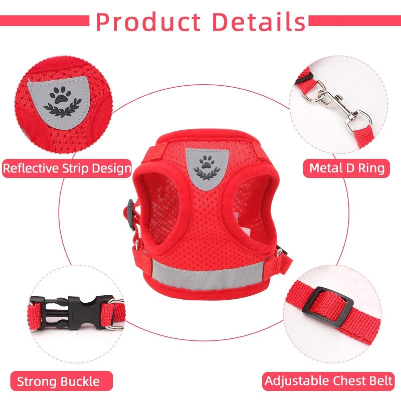 NCMAMA Cat & Dog Vest Harness - All Weather Mesh, Reflective Strap, Step-in Adjustable for Small Cats & Dogs (Red, XS) - Image 4