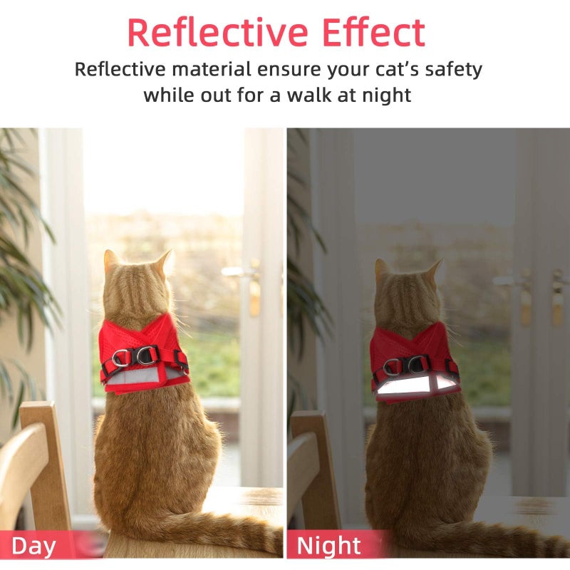 NCMAMA Cat & Dog Vest Harness - All Weather Mesh, Reflective Strap, Step-in Adjustable for Small Cats & Dogs (Red, XS) - Image 5