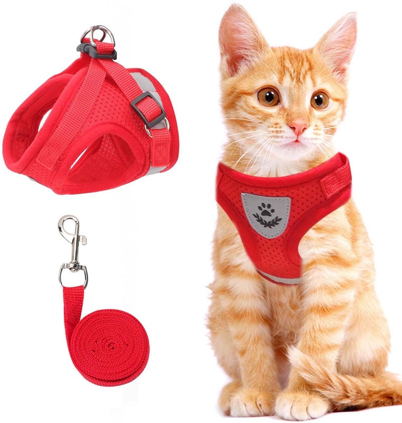 NCMAMA Cat & Dog Vest Harness - All Weather Mesh, Reflective Strap, Step-in Adjustable for Small Cats & Dogs (Red, XS) - Image 1