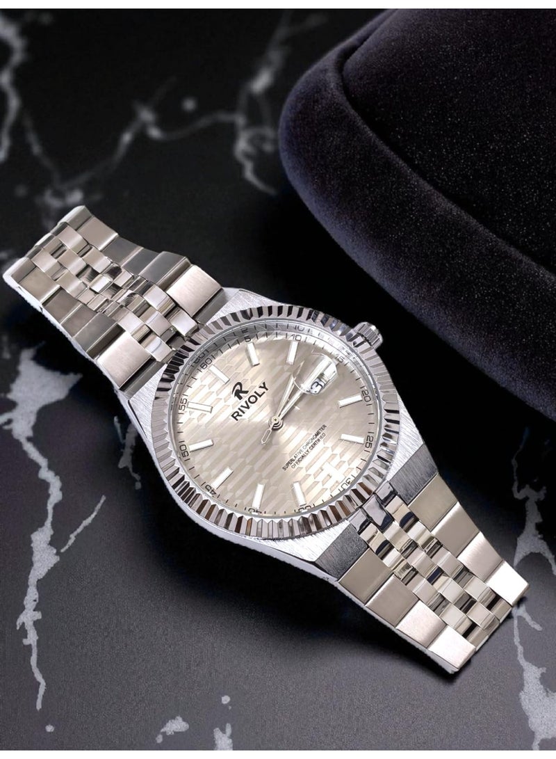 REVUELE Men's Stainless Steel Analog Quartz Watch, Easy to Read Fashion Design Waterproof Classic Luxury. - Image 4