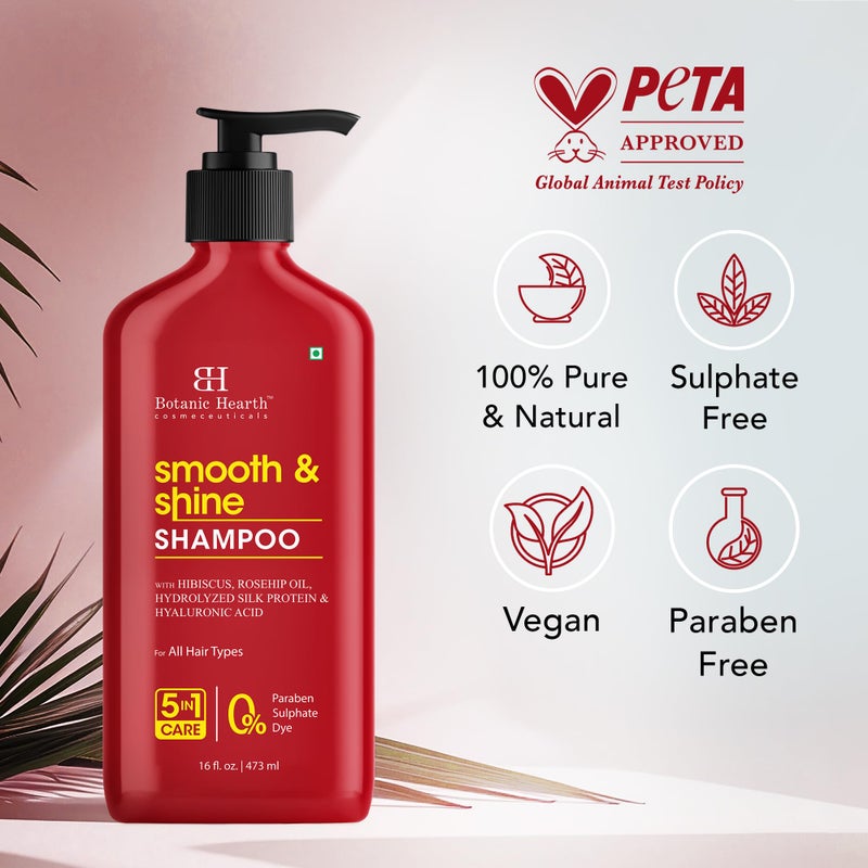 Botanic Hearth Hibiscus Shampoo Infused With Rosehip Oil, Hydrolyzed Silk Protein & Hyaluronic Acid Clarifying Shampoo To Smooth, Add Shine & Strengthen Hair| For All Hair Types, 16 Fl Oz - Image 3