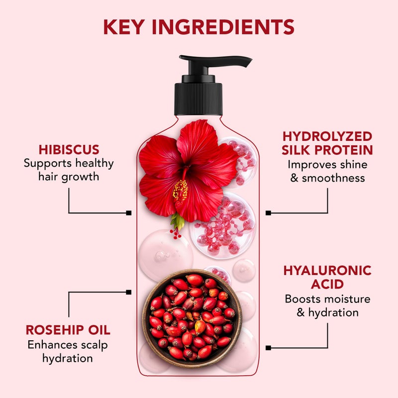 Botanic Hearth Hibiscus Shampoo Infused With Rosehip Oil, Hydrolyzed Silk Protein & Hyaluronic Acid Clarifying Shampoo To Smooth, Add Shine & Strengthen Hair| For All Hair Types, 16 Fl Oz - Image 5