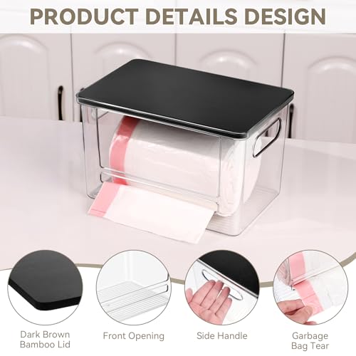 Hiitytin Trash Bag Dispenser, Trash Bag Holder Dispenser with Bamboo Top, Extra Large Garbage Bag Holder Dispenser Trash Bag Organizer Under Sink for Kitchen, Pantry, Laundry Room - Image 3