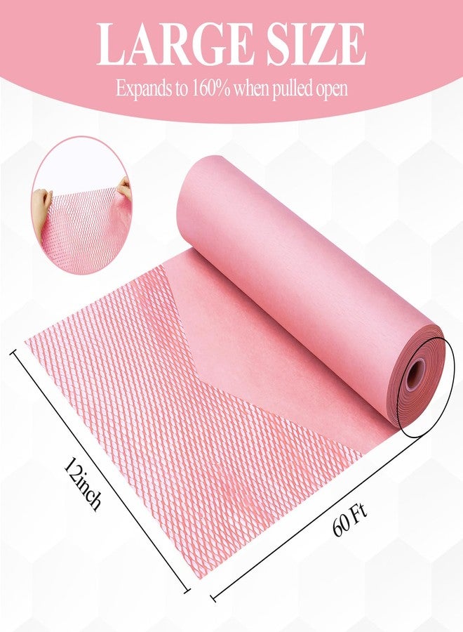 Besitek Honeycomb Packing Paper, 12" x 200' Packing Paper Substitute Alternative for Bubble Cushioning Wrap for Moving Shipping Packaging, Recyclable Moving Supplies Bubble Packing Wrap Roll-Pink - Image 2