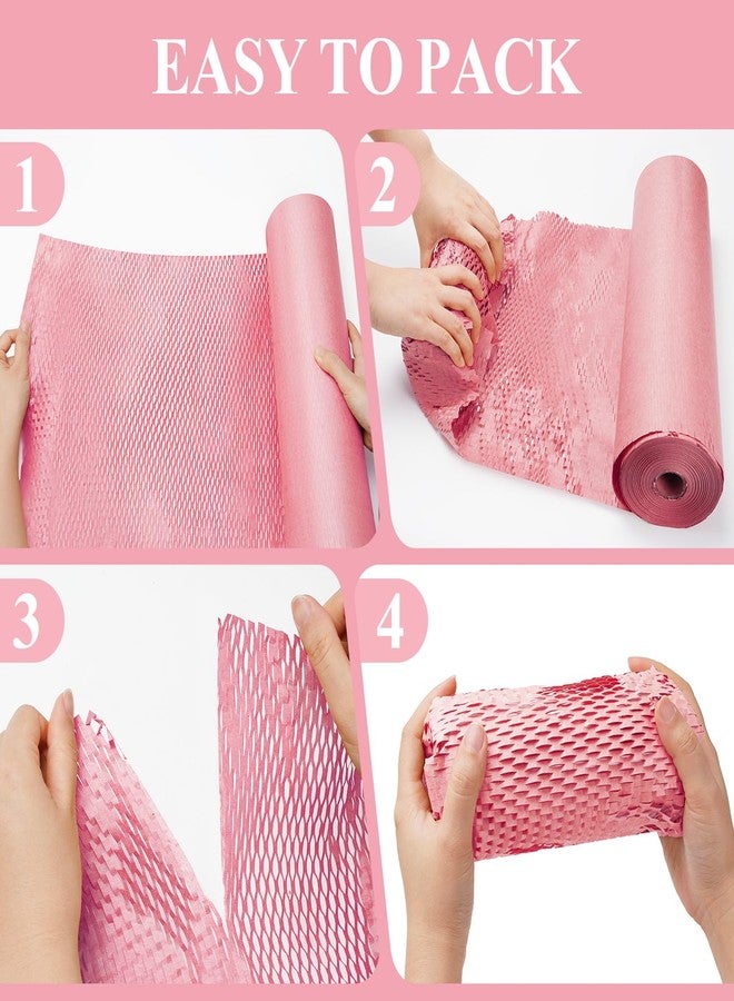 Besitek Honeycomb Packing Paper, 12" x 200' Packing Paper Substitute Alternative for Bubble Cushioning Wrap for Moving Shipping Packaging, Recyclable Moving Supplies Bubble Packing Wrap Roll-Pink - Image 5