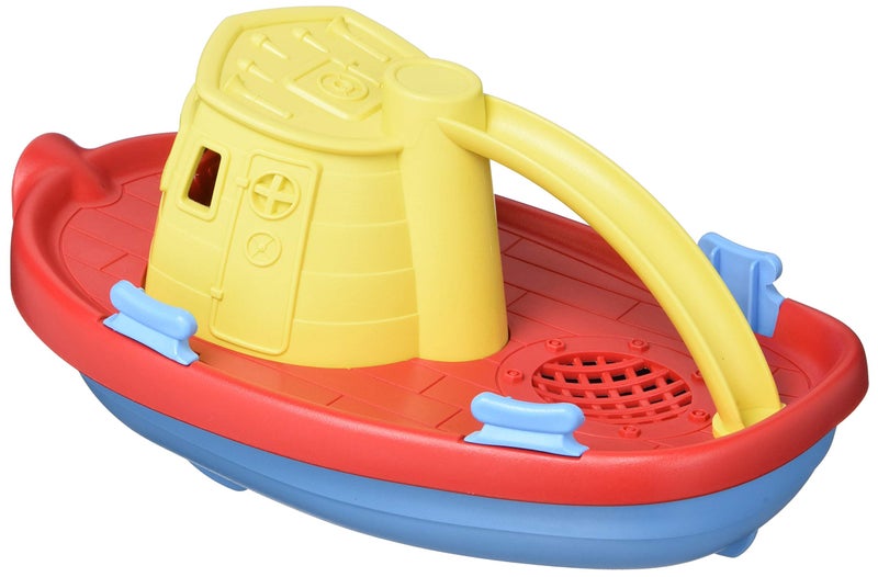 Green Toys Tugboat, Assorted CB - Pretend Play, Motor Skills, Kids Bath Toy Floating Pouring Vehicle. No BPA, phthalates, PVC. Dishwasher Safe, Recycled Plastic, Made in USA. - Image 2